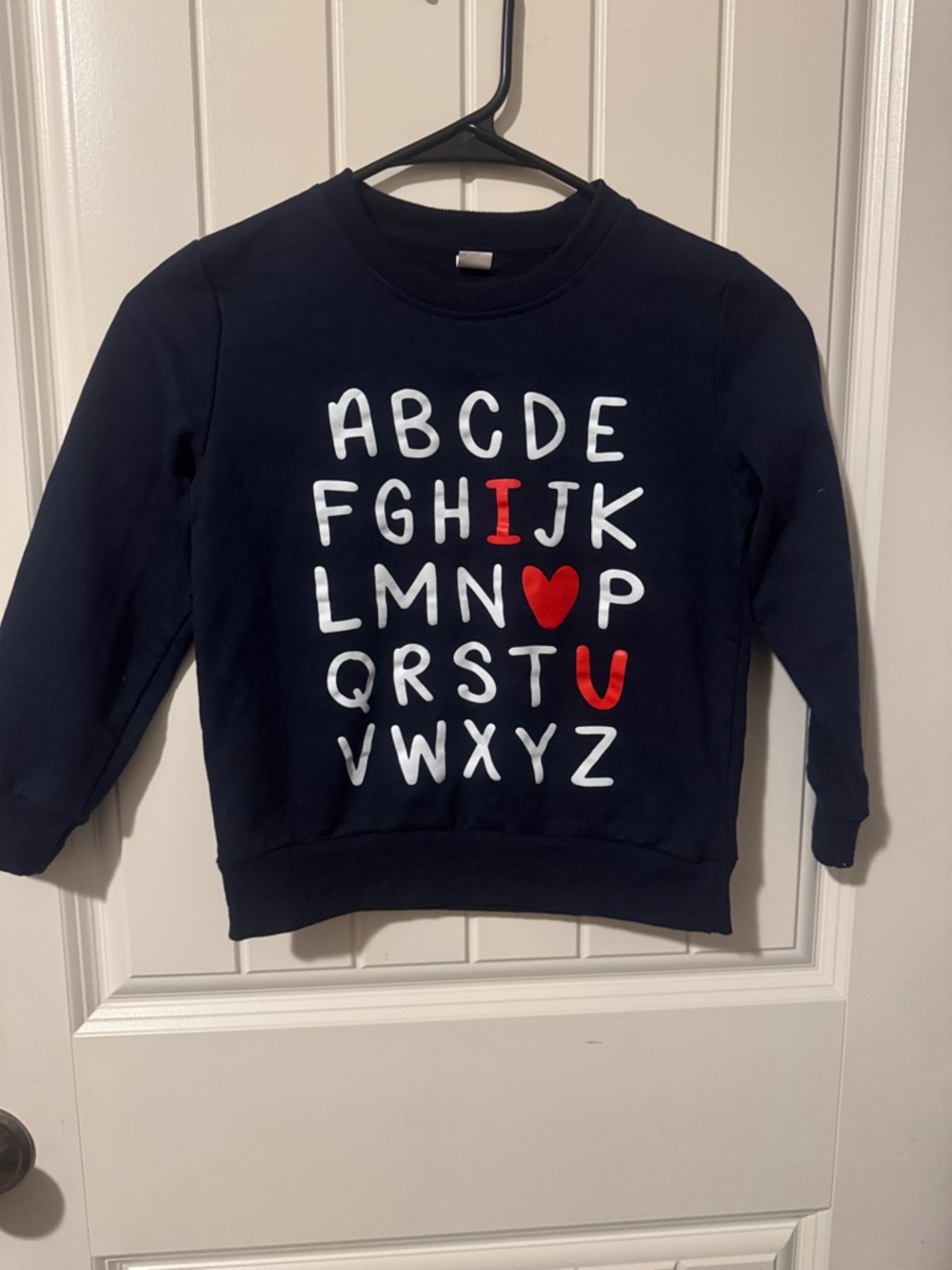 Source Unknown Navy Alphabet Sweatshirt with White Letters and Red Accents